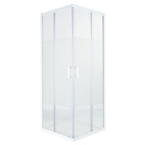 GoodHome Onega White Square Shower Enclosure & tray with Corner entry double sliding door (W)900mm (D)900mm