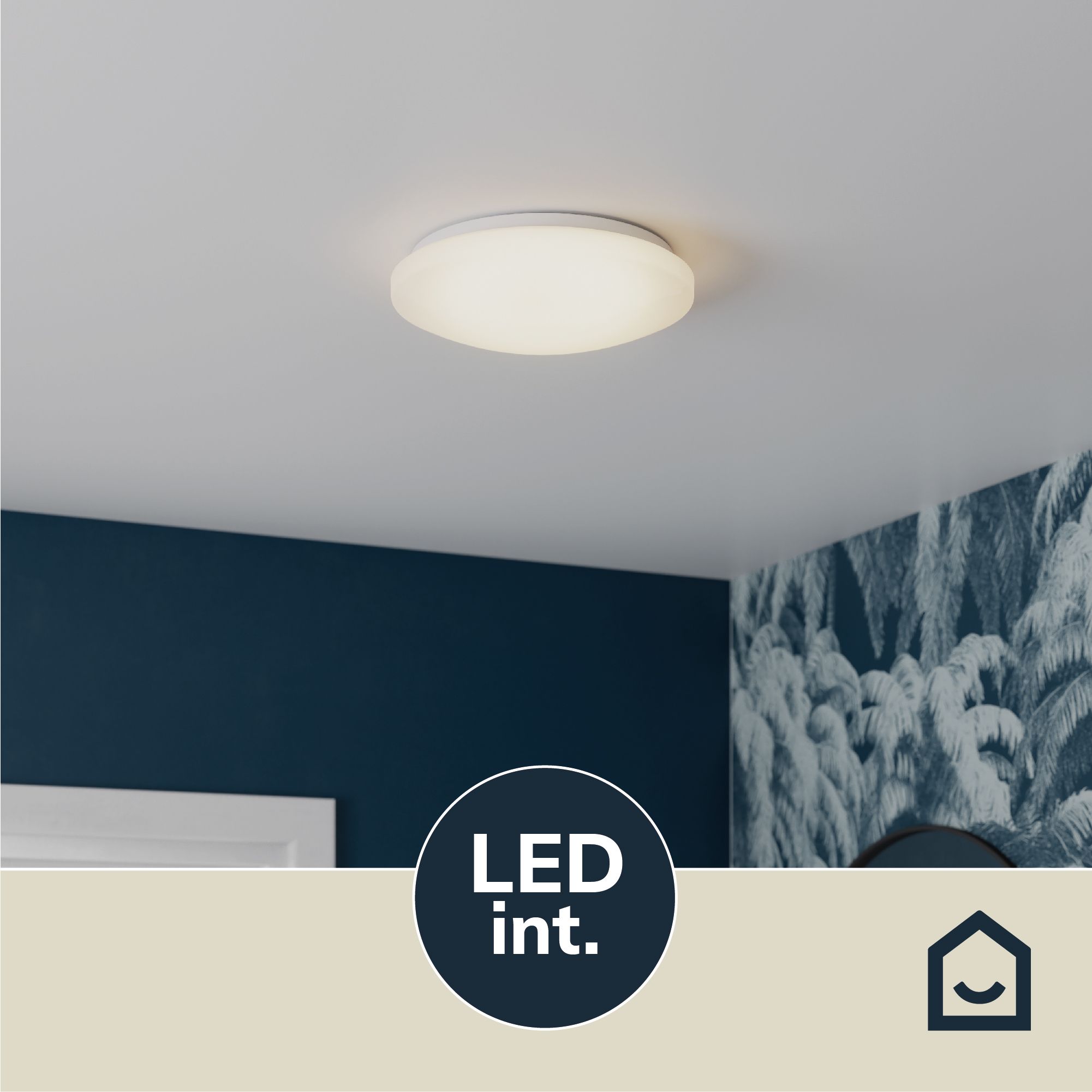 GoodHome Ops Brushed Metal & plastic White LED Ceiling light