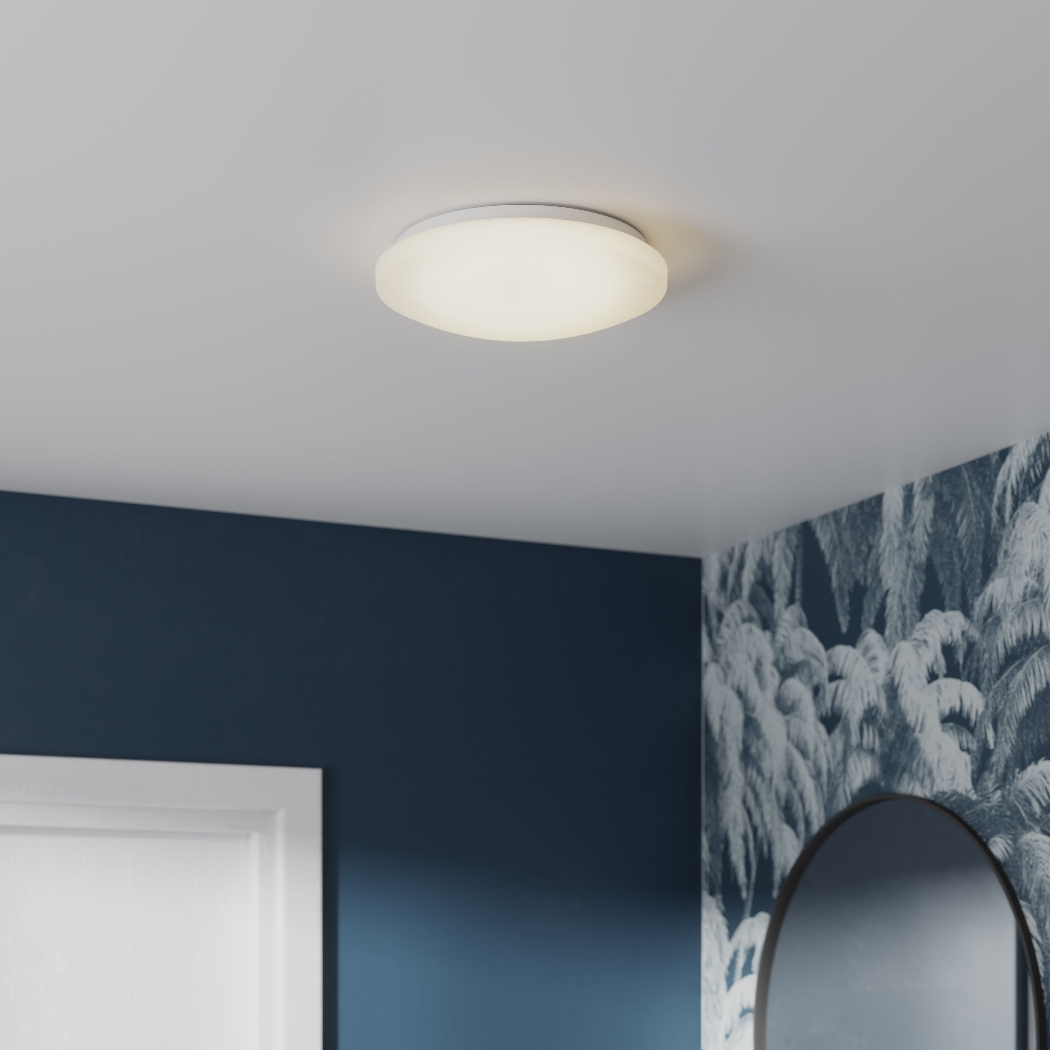 GoodHome Ops Brushed Metal & plastic White LED Ceiling light