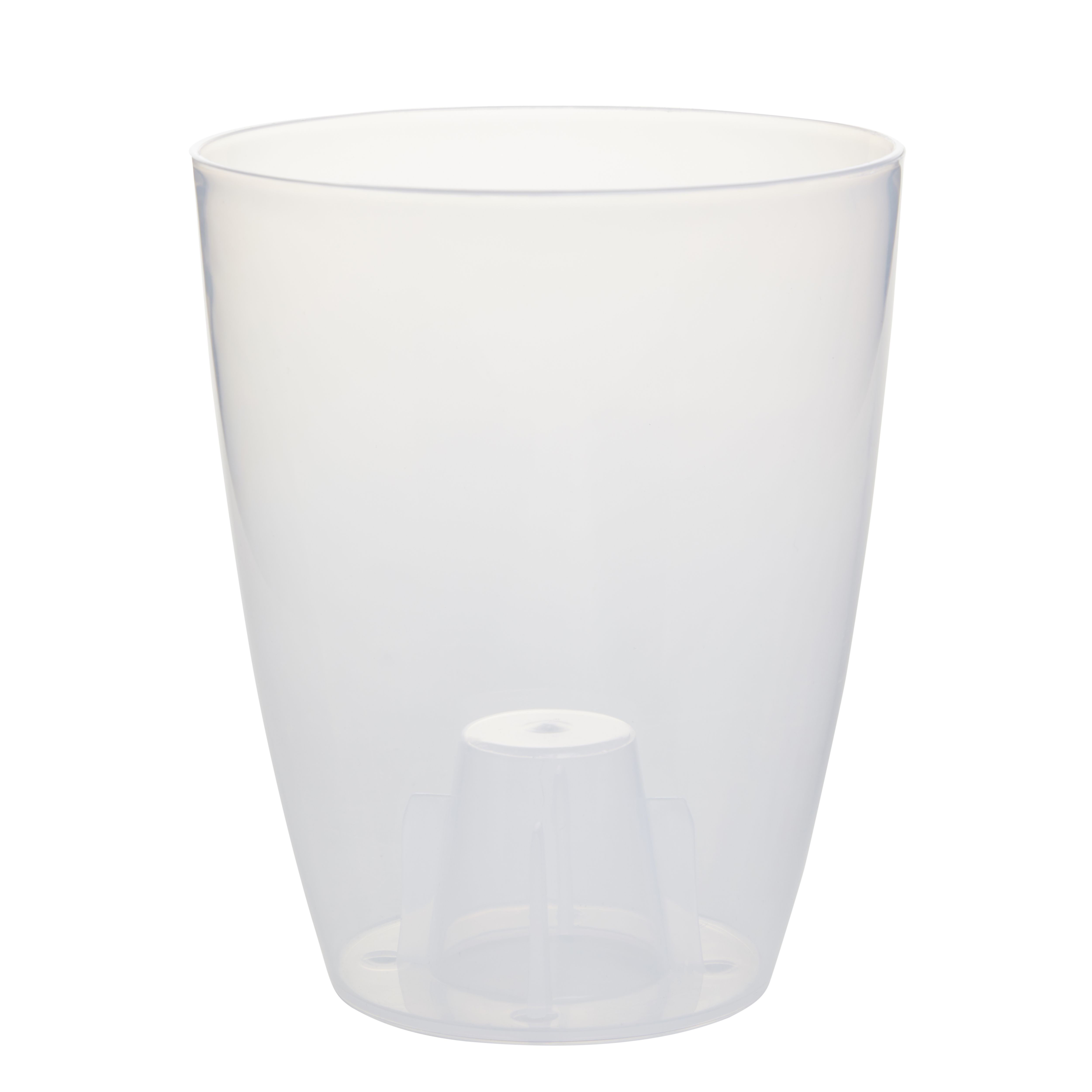 GoodHome Orchid Transparent Plastic Circular Plant pot (Dia) 12.5cm, (H)16cm, 1.5L