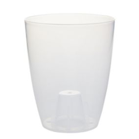 GoodHome Orchid Transparent Plastic Circular Plant pot (Dia) 12.5cm, (H)16cm, 1.5L