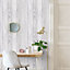 GoodHome Ordsall Grey Wood effect Smooth Wallpaper