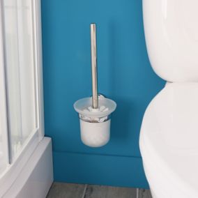 GoodHome Ormara Glass, polypropylene (PP), stainless steel & steel Silver effect Toilet brush & holder