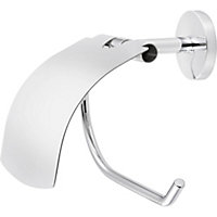 GoodHome Ormara Gloss Silver effect Wall-mounted Toilet roll holder (H)1520mm (W)161mm