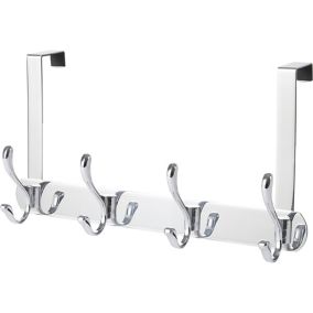 GoodHome Ormara Silver Chrome-plated Metal Over door rail (D)55mm