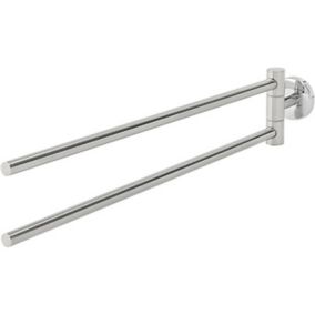 GoodHome Ormara Silver effect Chrome-plated Wall-mounted Double towel rail (W)480mm