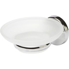 GoodHome Ormara Silver effect Glass & steel Soap dish