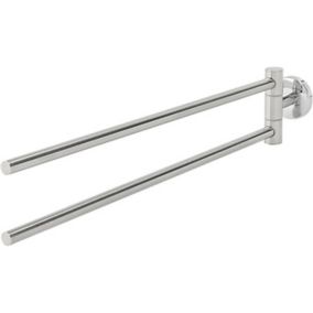 GoodHome Ormara Silver effect Stainless steel & steel Wall-mounted Double towel rail (W)48cm