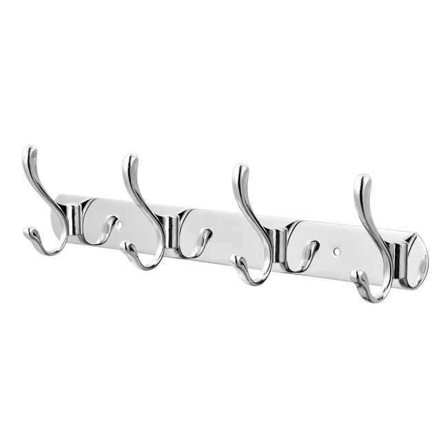 GoodHome Ormara Silver Stainless steel 4 Hook rail (H)85mm