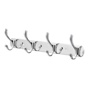 GoodHome Ormara Silver Stainless steel 4 Hook rail (H)85mm