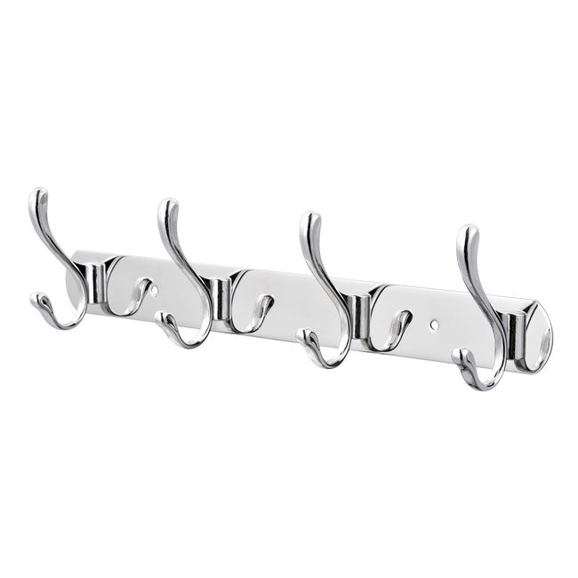 GoodHome Ormara Silver Stainless steel 4 Hook rail (L)348mm (H)85mm