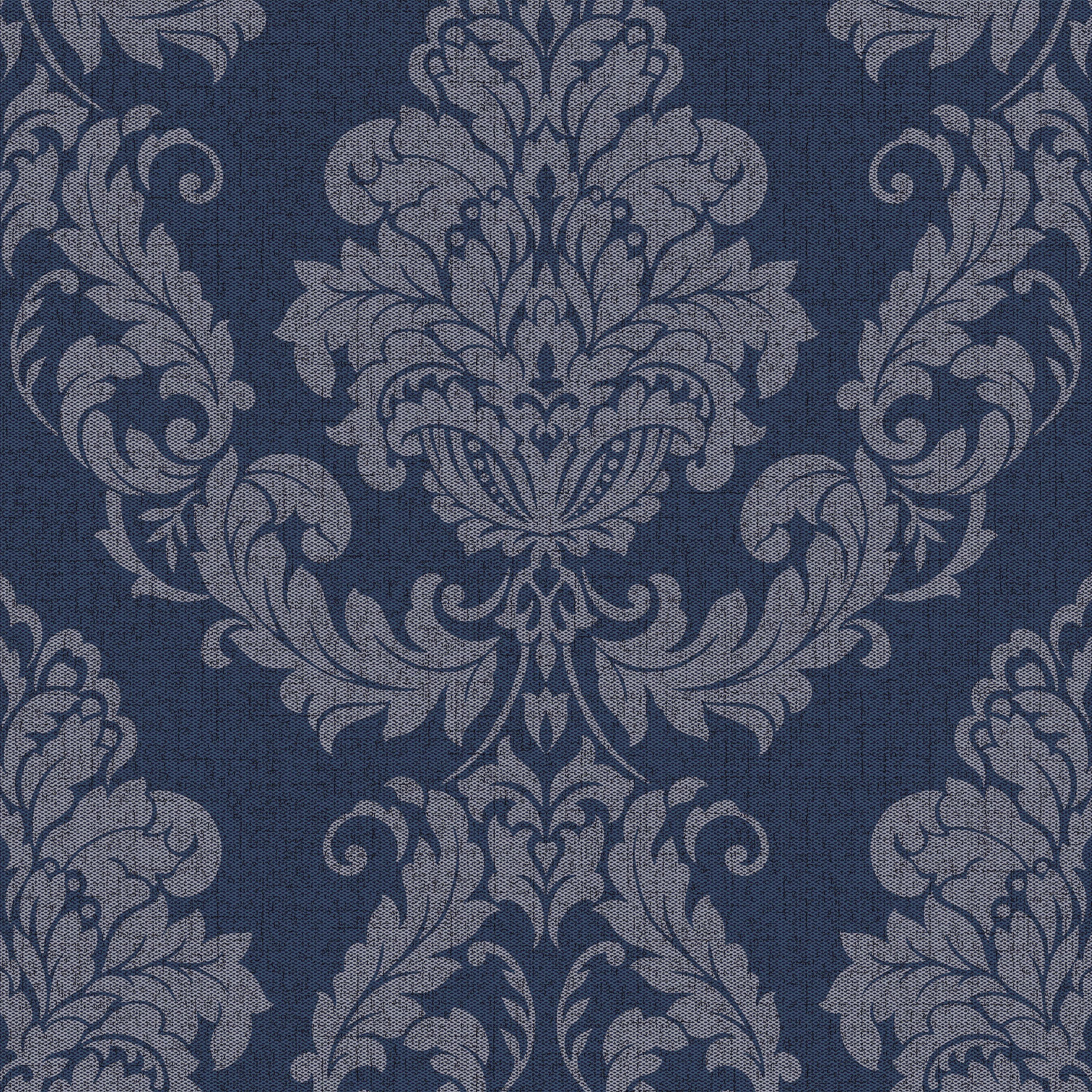 GoodHome Ornata Midnight blue Damask Textured Wallpaper