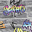 GoodHome Orobe Grey Graffiti brick Smooth Wallpaper Sample