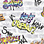 GoodHome Orobe White Graffiti brick Smooth Wallpaper Sample