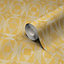 GoodHome Ortie Yellow Geometric Textured Wallpaper