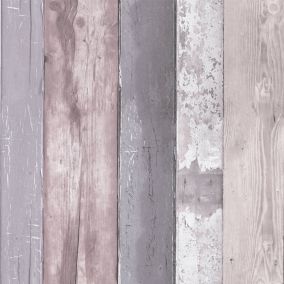GoodHome Otau Grey Wood effect Smooth Wallpaper Sample