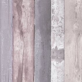 GoodHome Otau Grey Wood effect Wood Smooth Wallpaper Sample