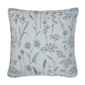 GoodHome Otema Floral Light blue Cushion (L)50cm x (W)43cm