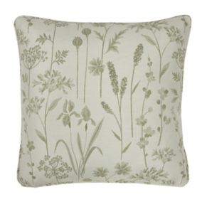 GoodHome Otema Light green Floral Indoor Cushion (L)43cm x (W)43cm