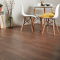 GoodHome Otley Dark brown Dark wood effect Laminate Flooring, 1.76m² Pack of 8