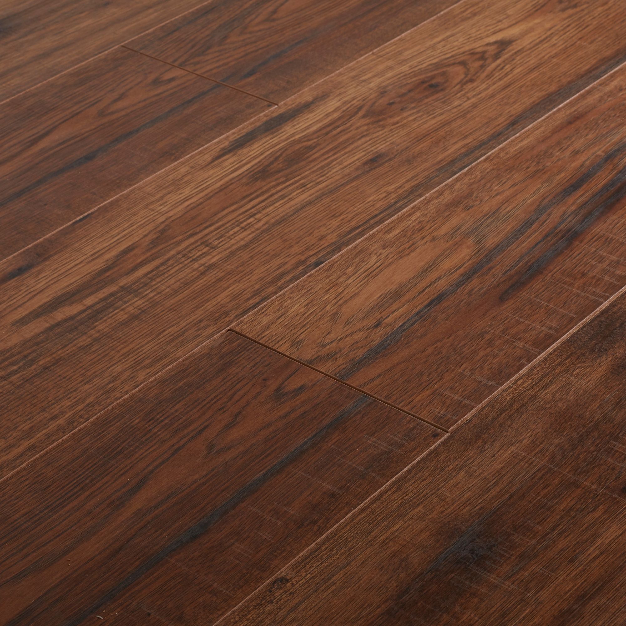 GoodHome Otley Dark brown Dark wood effect Laminate Flooring, 1.76m² Pack of 8