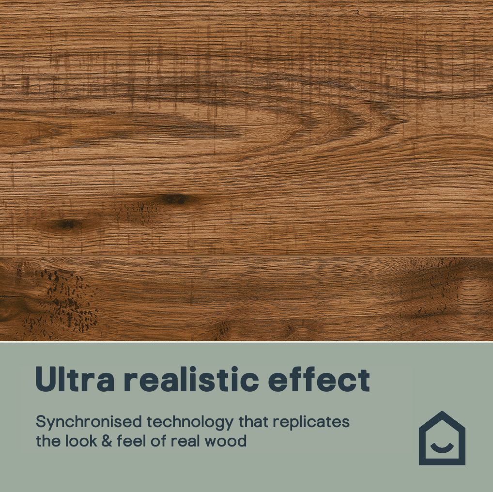 GoodHome Otley Dark Brown Natural Oak Wood effect Structured Laminate Flooring, 1.868m²