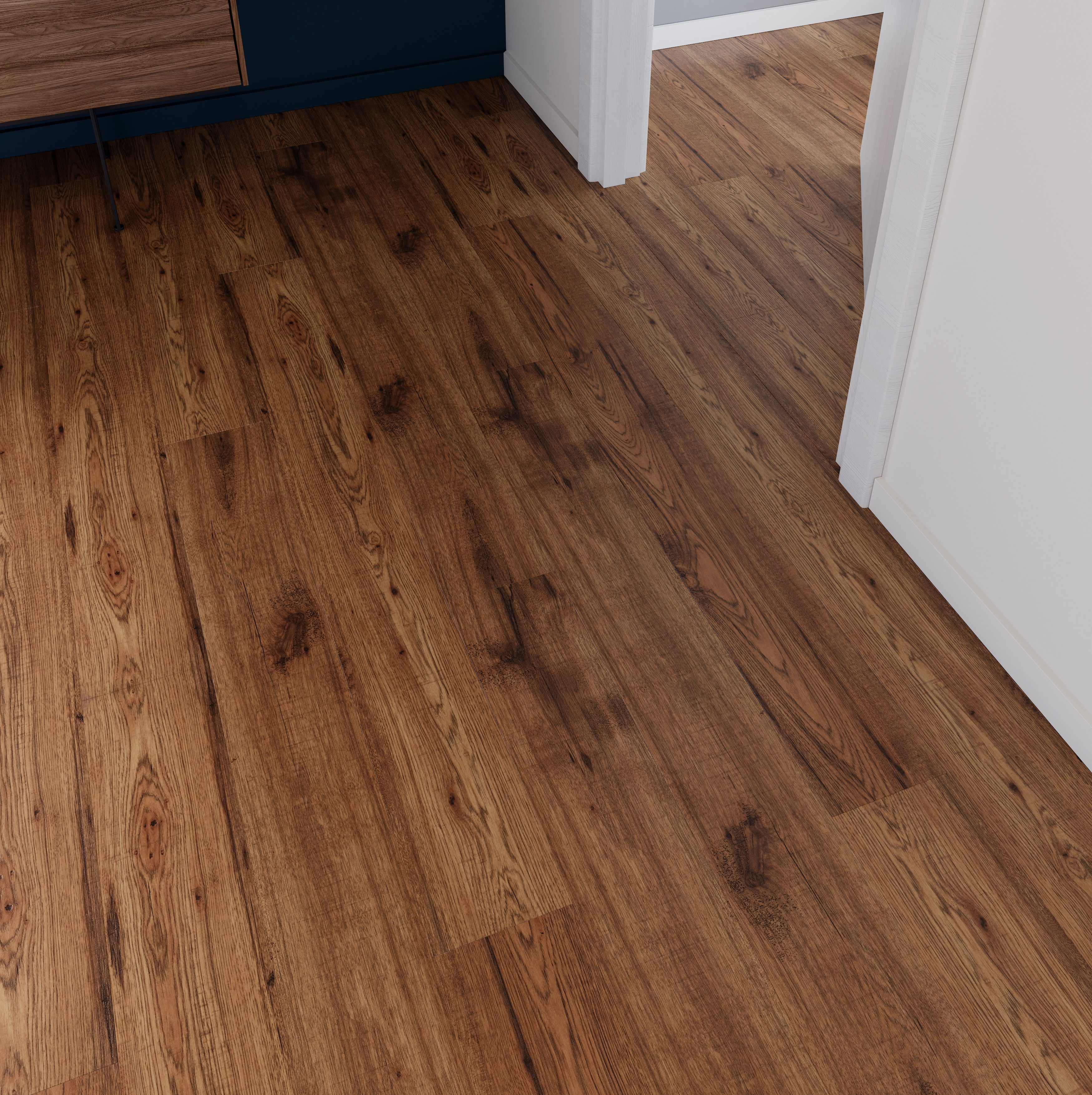 GoodHome Otley Dark Brown Natural Oak Wood effect Structured Laminate Flooring, 1.868m²