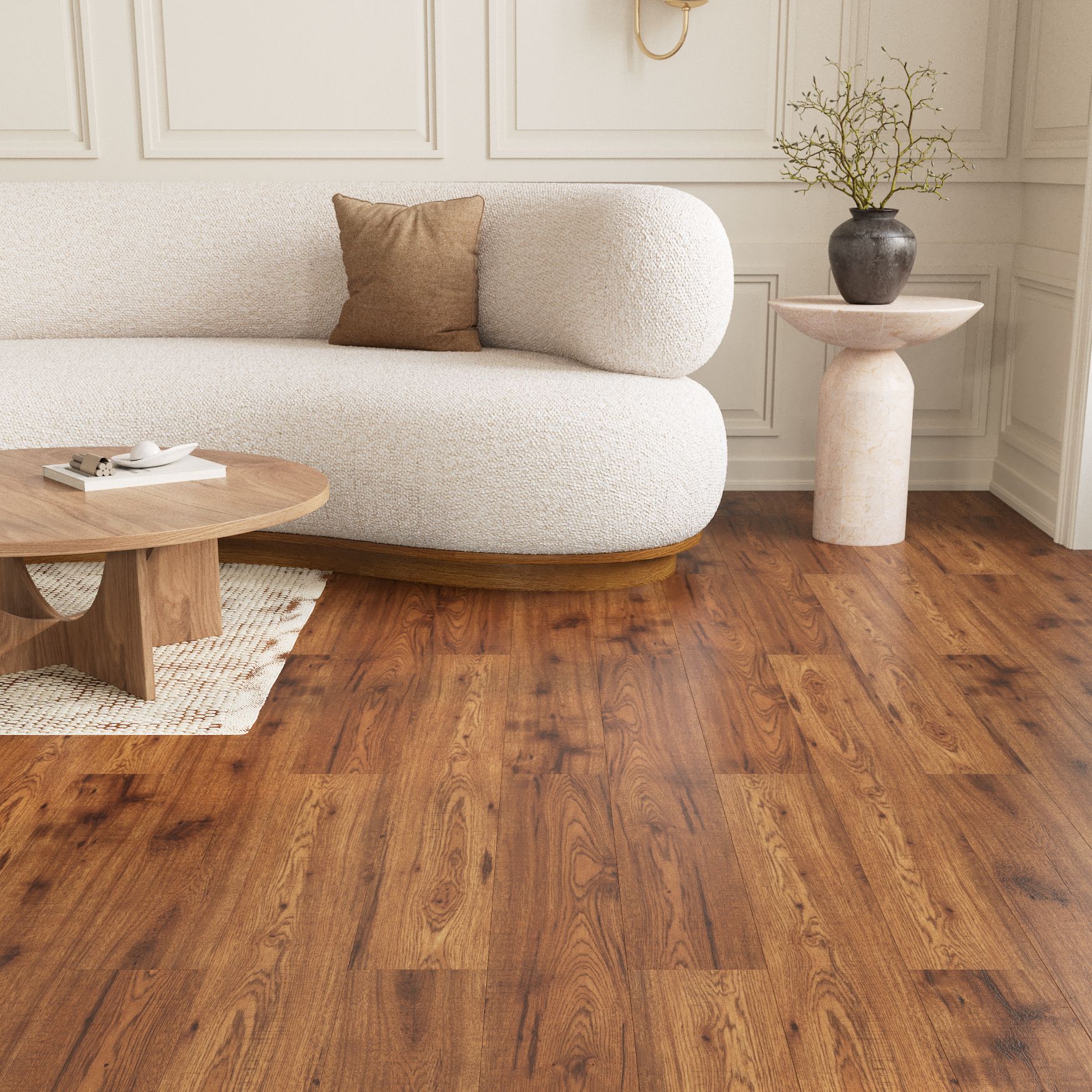 GoodHome Otley Dark Brown Natural Oak Wood effect Structured Laminate Flooring, 1.868m²