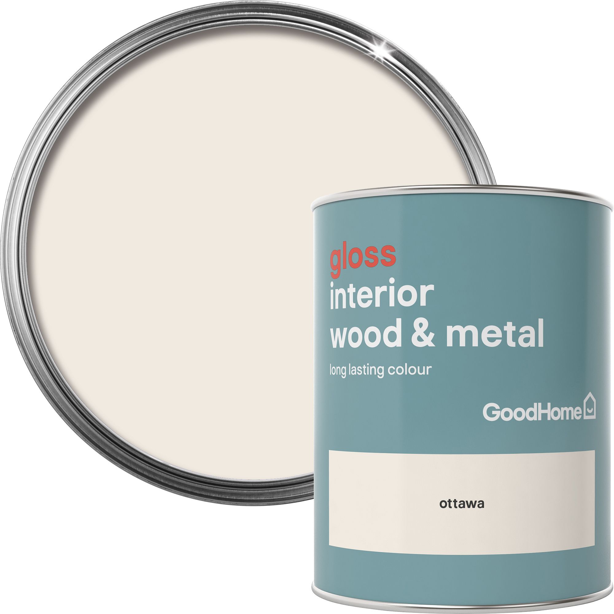 GoodHome Ottawa Gloss Metal & wood paint, 0.75L DIY at B&Q