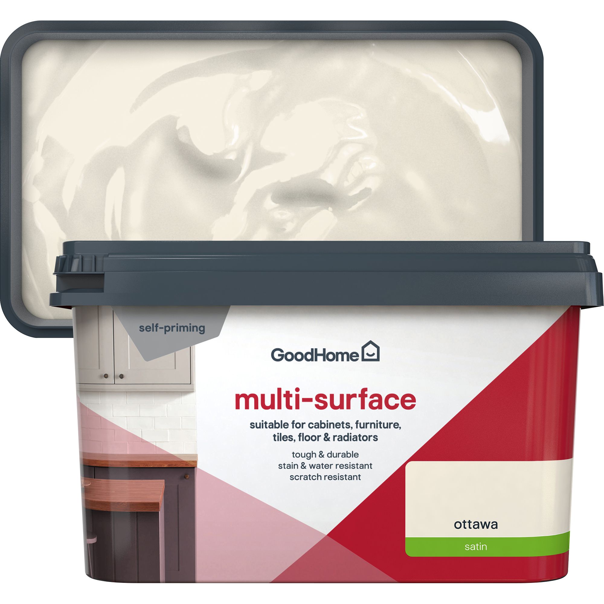GoodHome Ottawa Satin Multi-surface paint, 2L