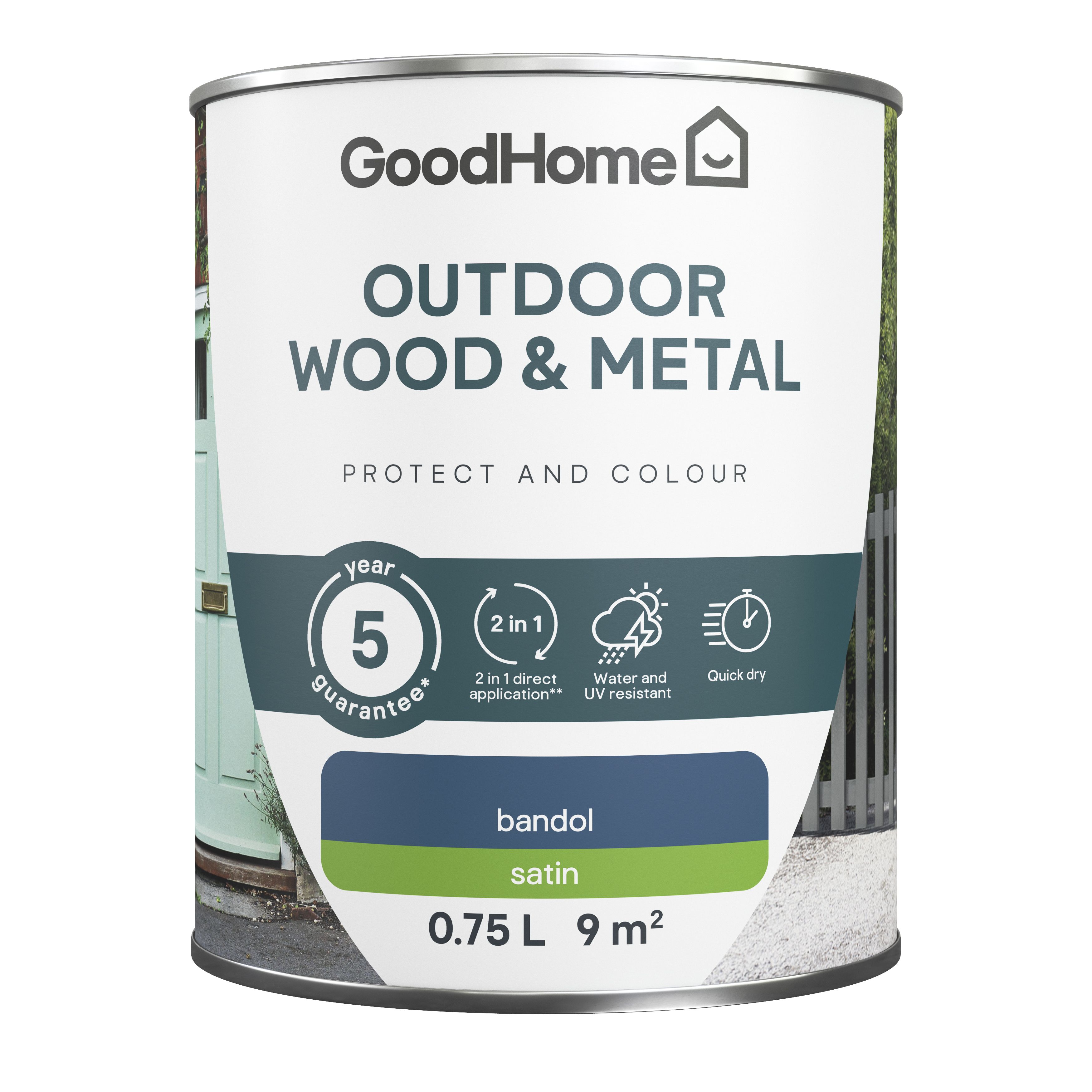GoodHome Outdoor Bandol Satinwood Multi-surface paint, 750ml