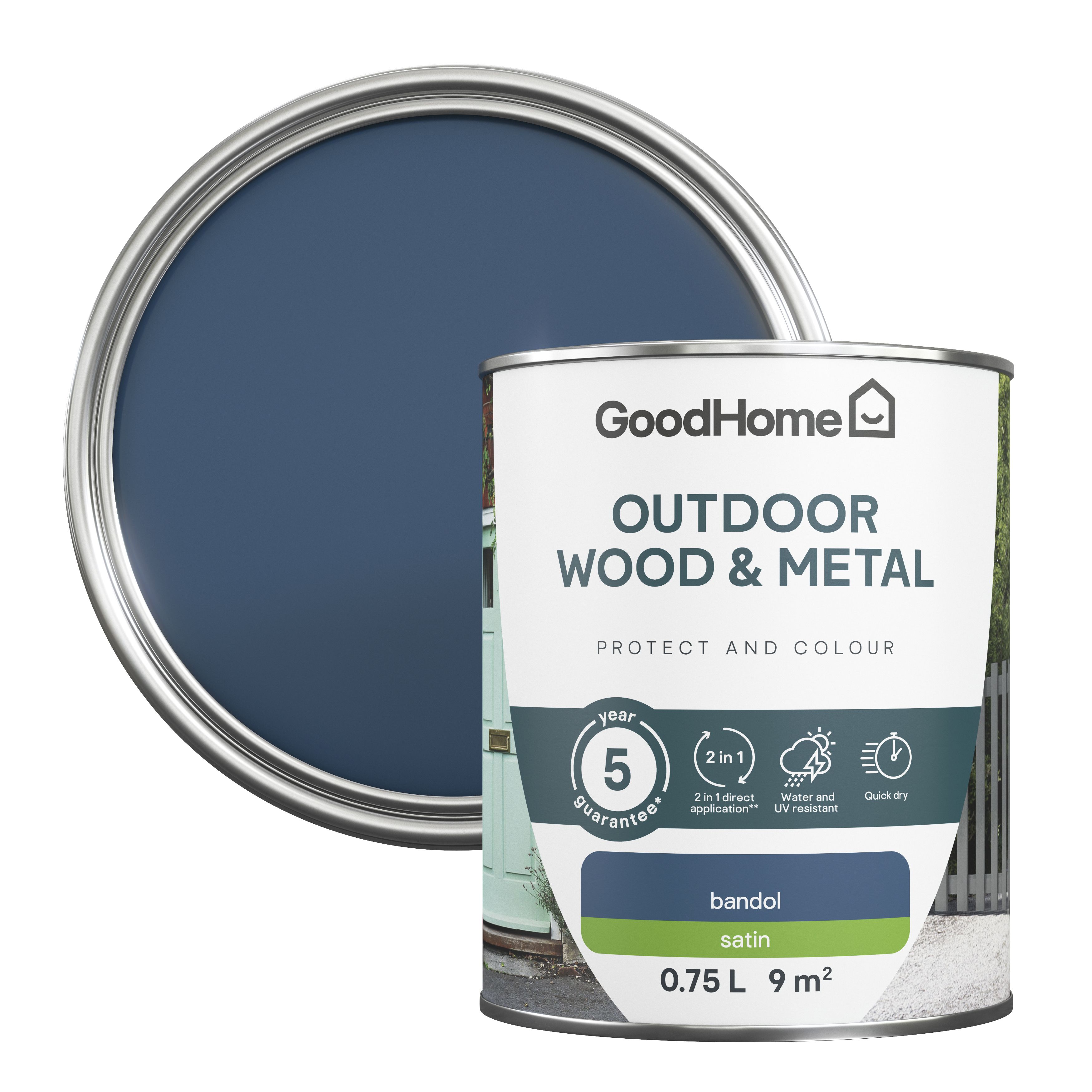 GoodHome Outdoor Bandol Satinwood Multisurface paint, 750ml DIY at B&Q