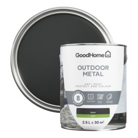 GoodHome Outdoor Black Satinwood Exterior Metal paint, 2.5L Tin
