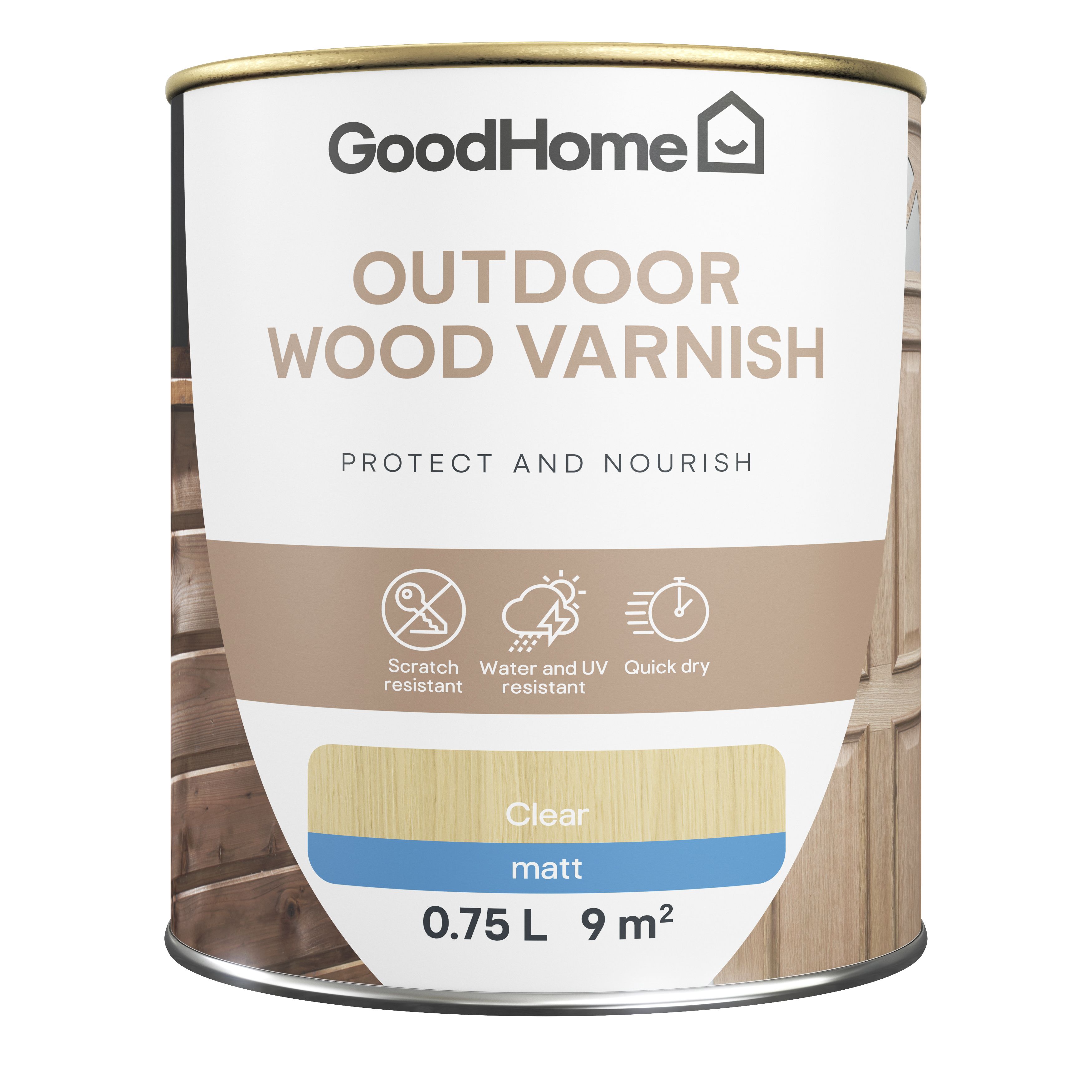 GoodHome Outdoor Clear Matt Varnish, 750ml