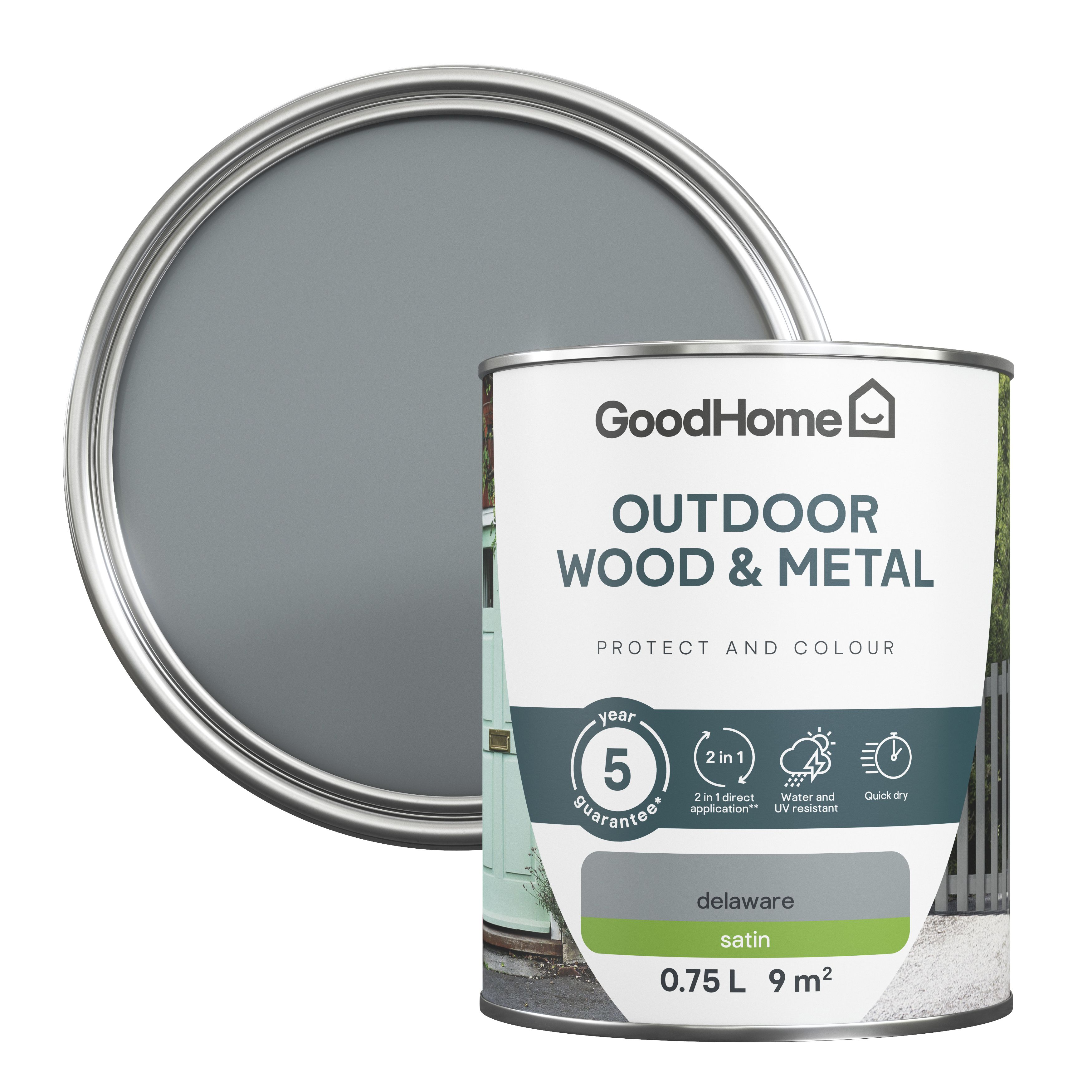 GoodHome Outdoor Delaware Satinwood Multisurface paint, 750ml DIY at B&Q