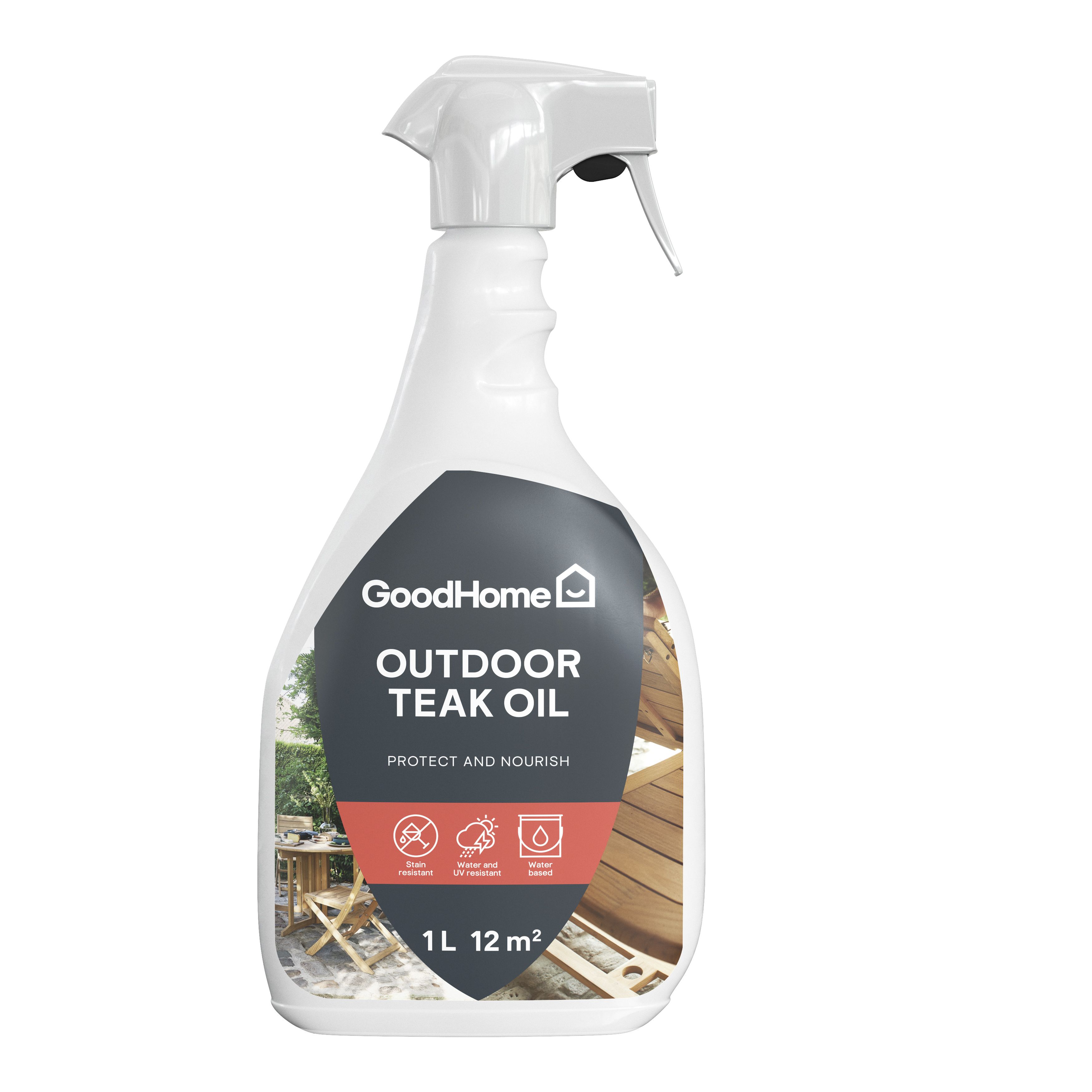 GoodHome Outdoor Teak Satin Furniture Protector, 1L DIY at B&Q