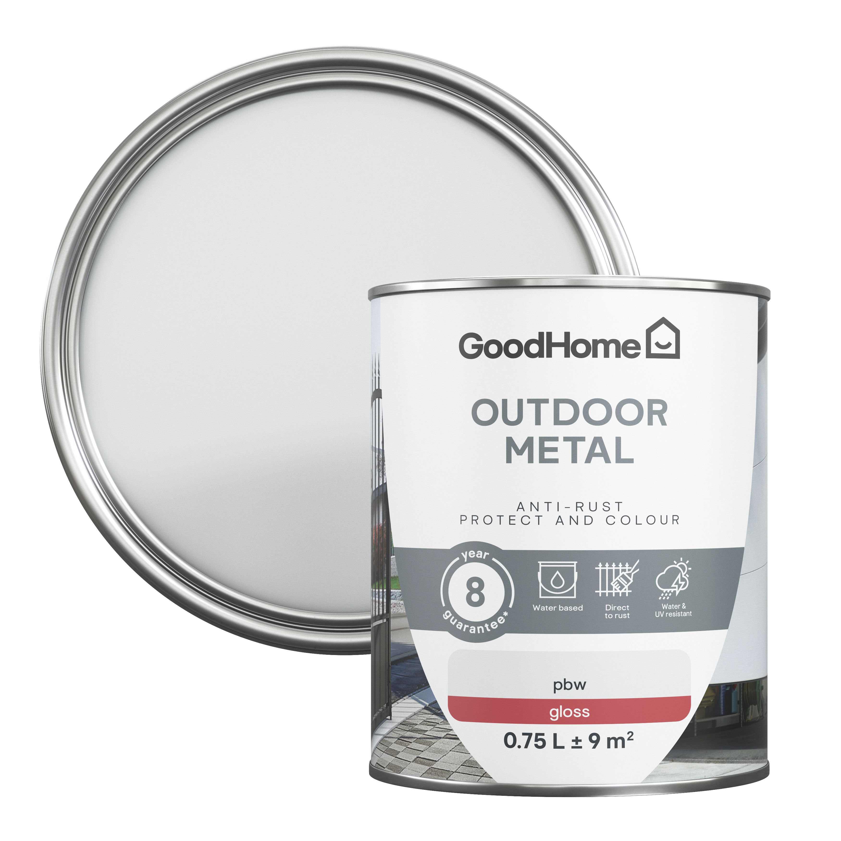 GoodHome Outdoor White Gloss Exterior Metal paint, 750ml Tin DIY at B&Q