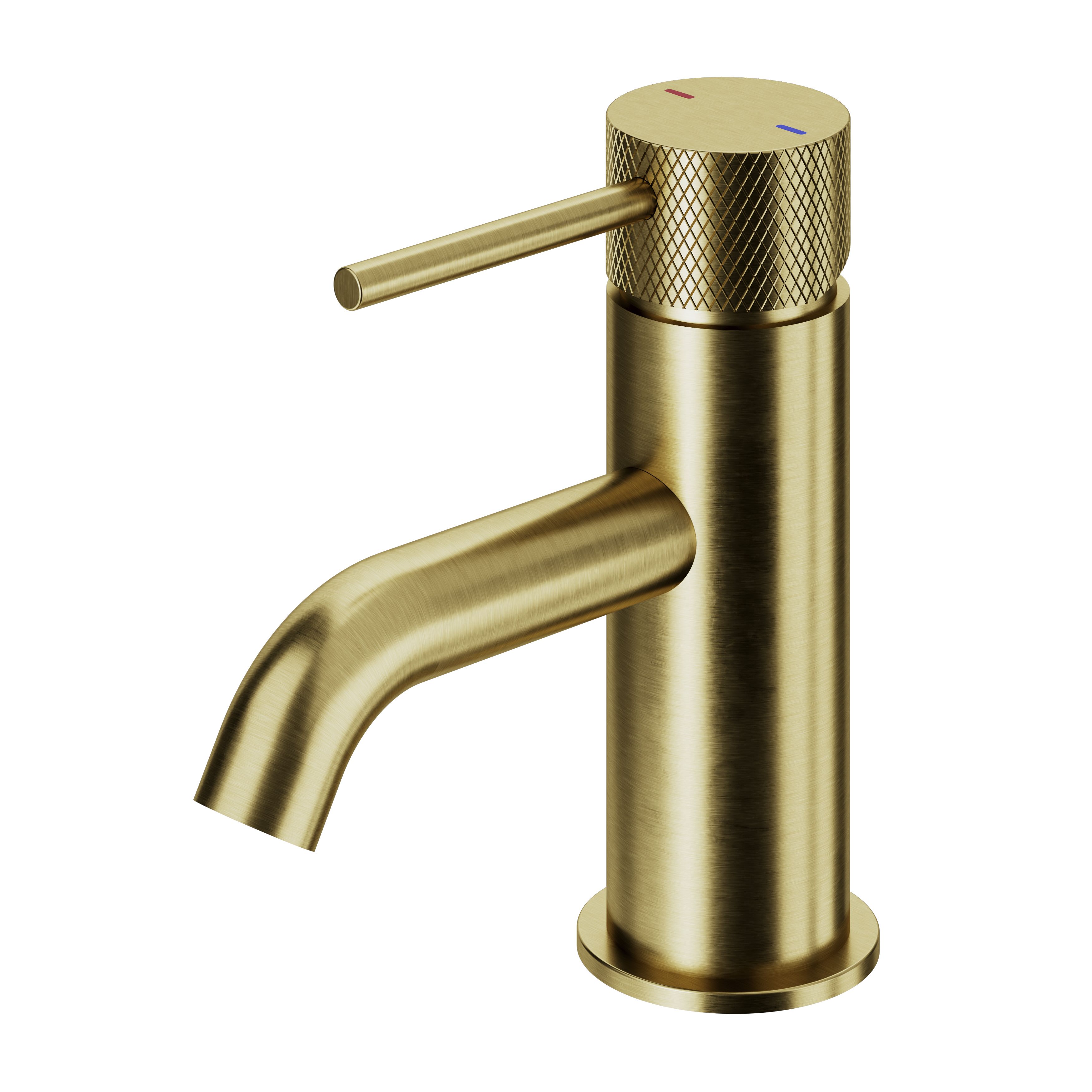 GoodHome Owens Medium Satin Gold effect Round Basin Mono mixer Tap