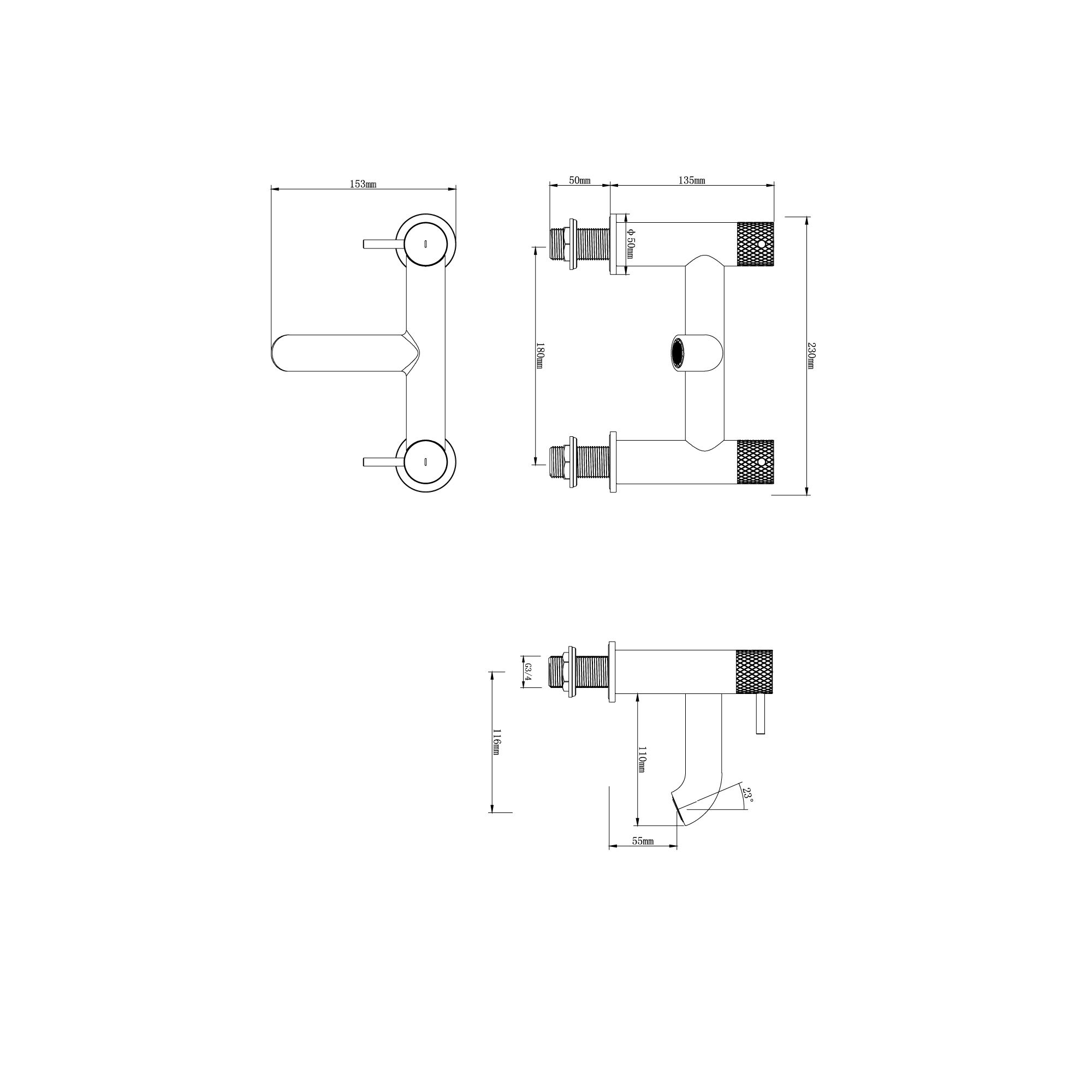 Wye Bathroom Basin Taps Chrome 1 Pair - 5