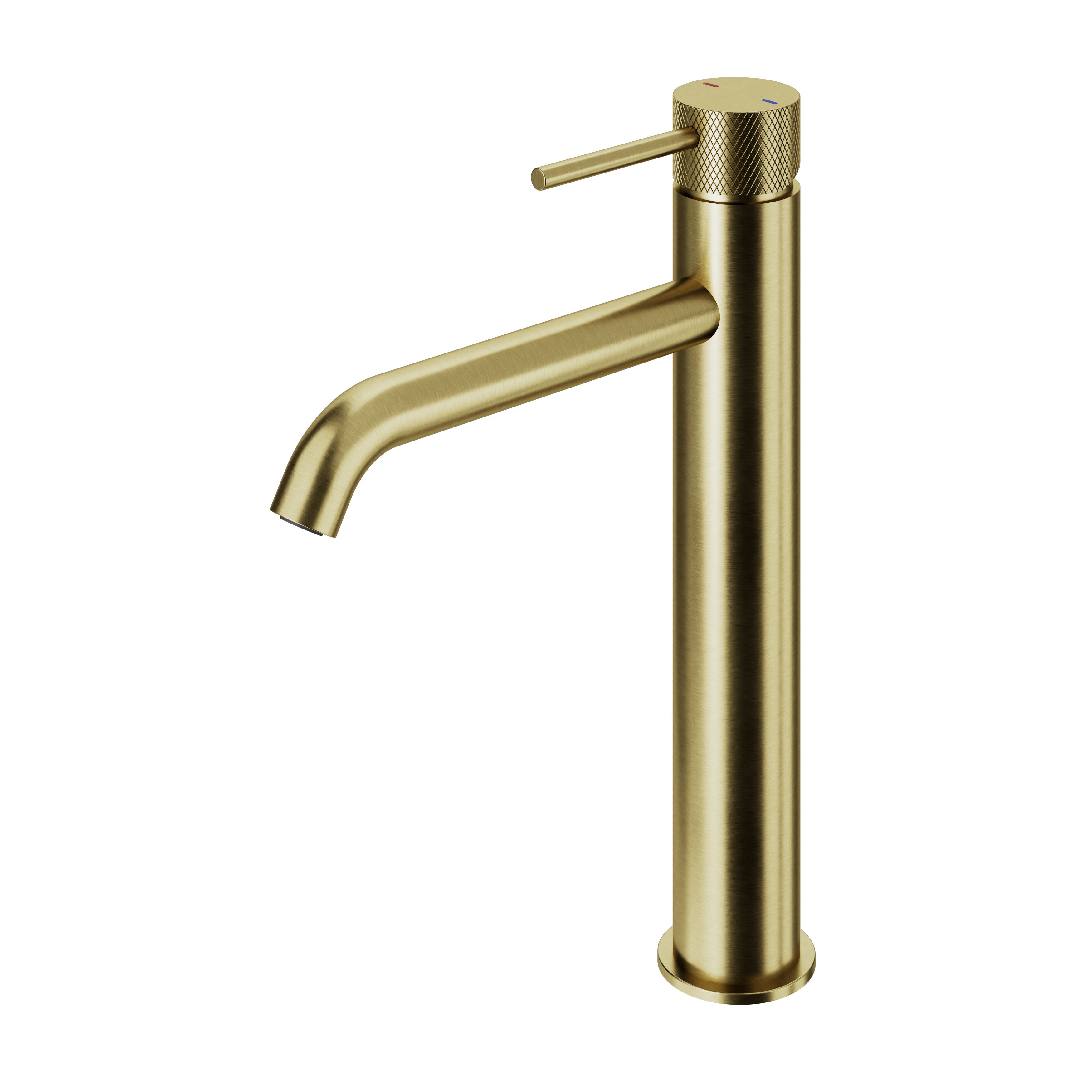 GoodHome Owens XL Satin Brass effect Round Manual Basin Mono mixer Tap