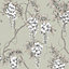 GoodHome Owletts Grey & sage Metallic effect Floral Textured Wallpaper Sample