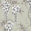 GoodHome Owletts Grey & sage Metallic effect Floral Textured Wallpaper