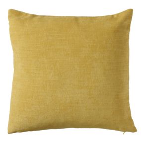 GoodHome Pahea Chenille Yellow Cushion (L)45cm x (W)45cm