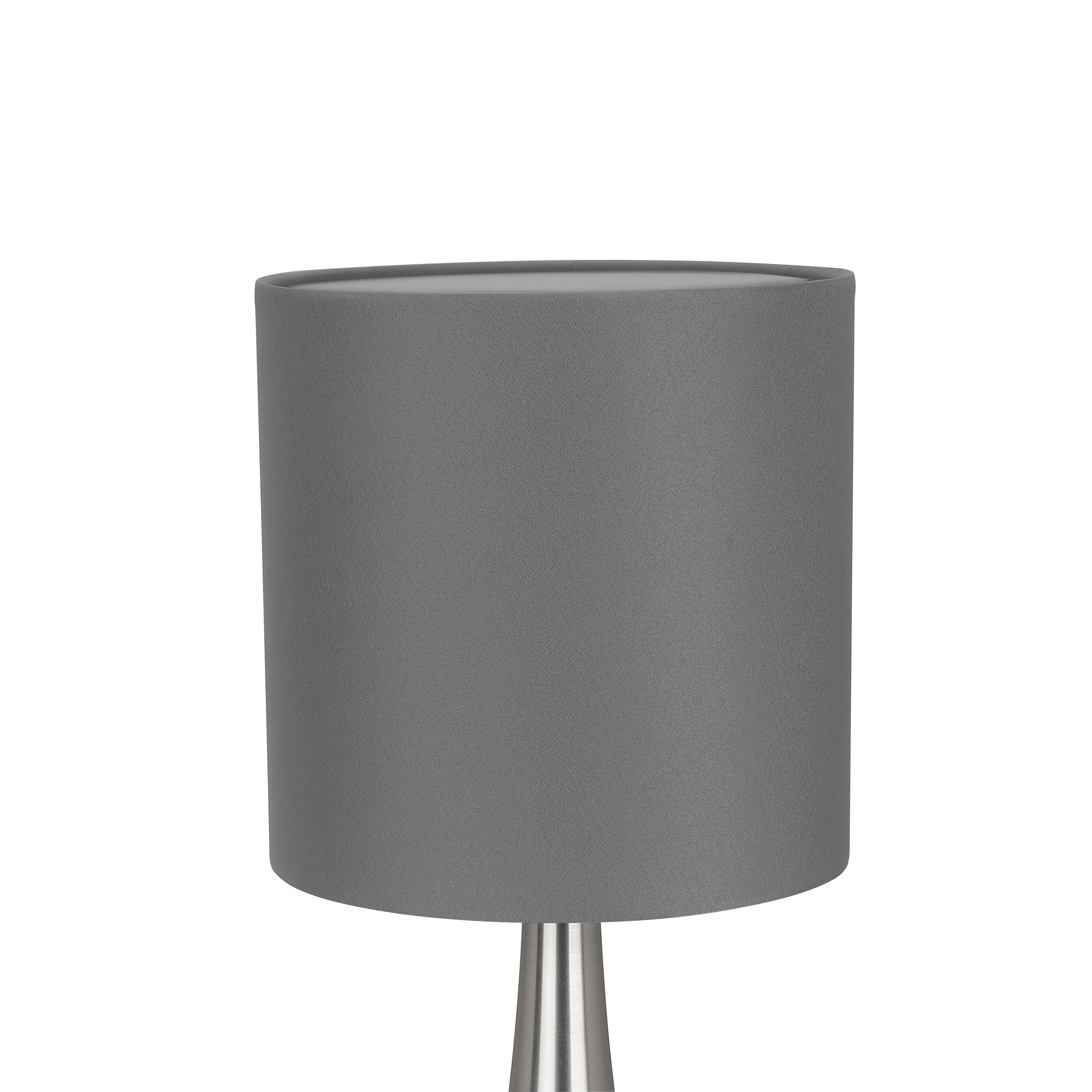 GoodHome Painswick Cylinder Satin Grey Nickel effect Table lamp