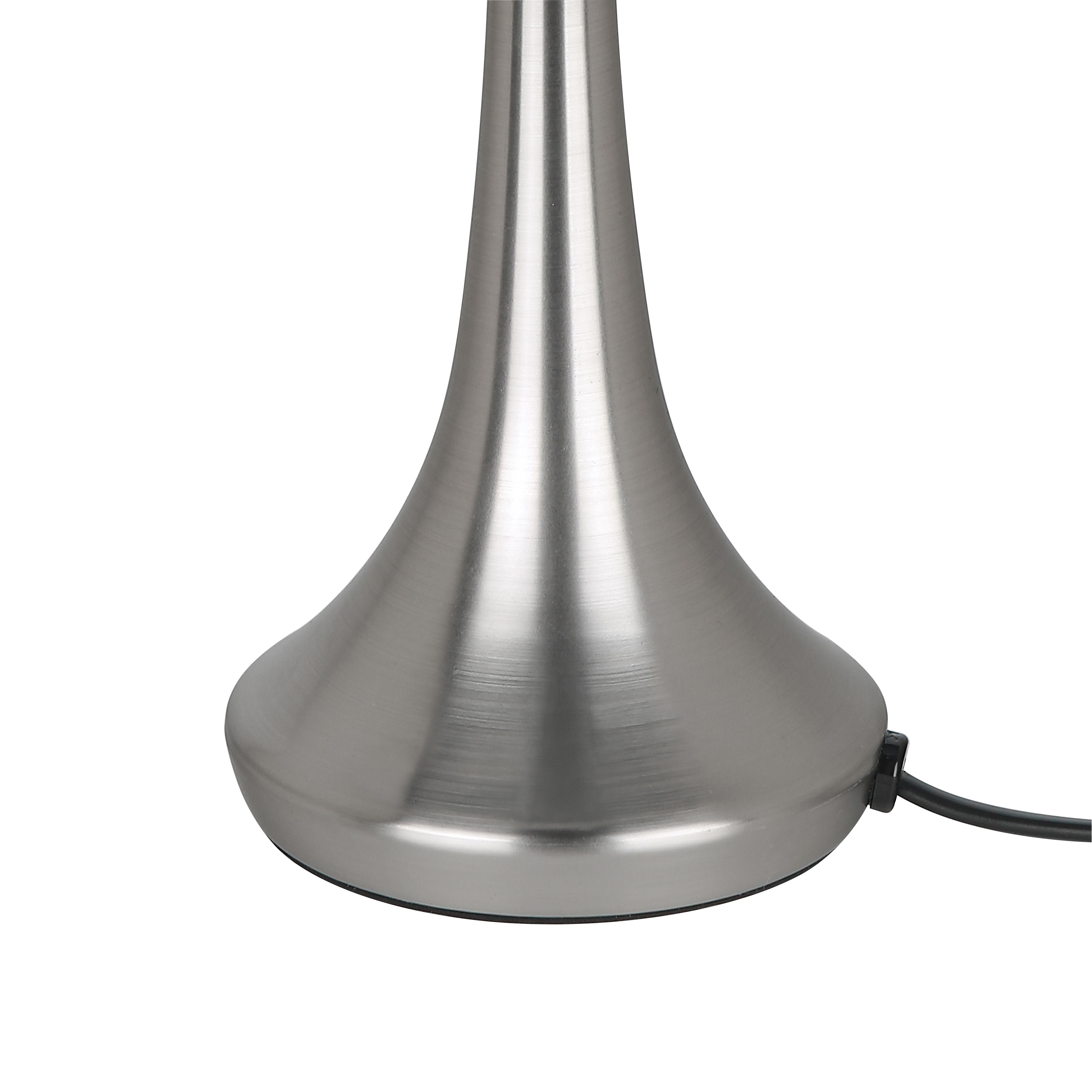 GoodHome Painswick Cylinder Satin Grey Nickel effect Table lamp