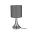 GoodHome Painswick Satin Grey Nickel effect Cylinder Table lamp