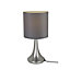 GoodHome Painswick Satin Grey Nickel effect Cylinder Table lamp