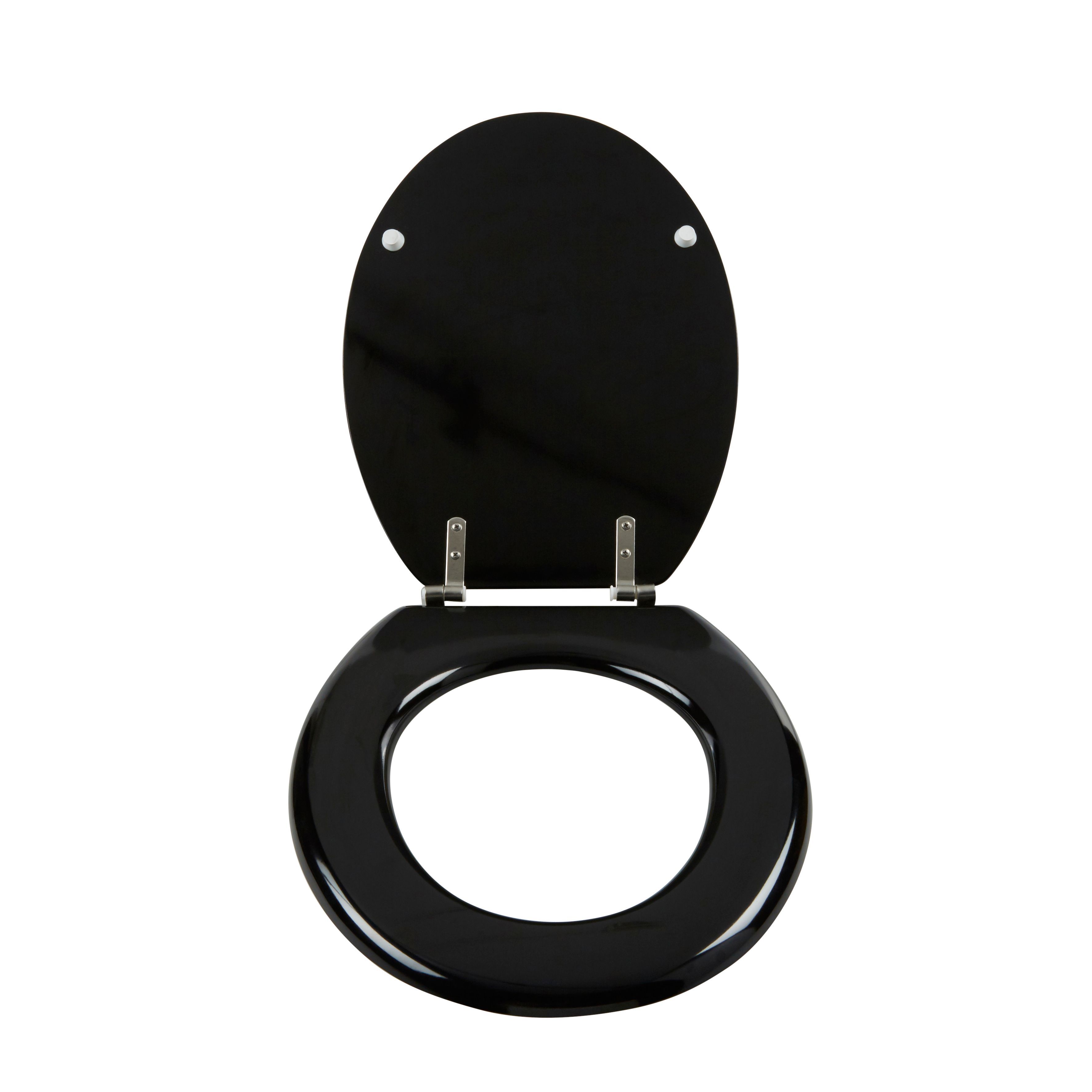 GoodHome Palmi Black Round Standard close Toilet seat