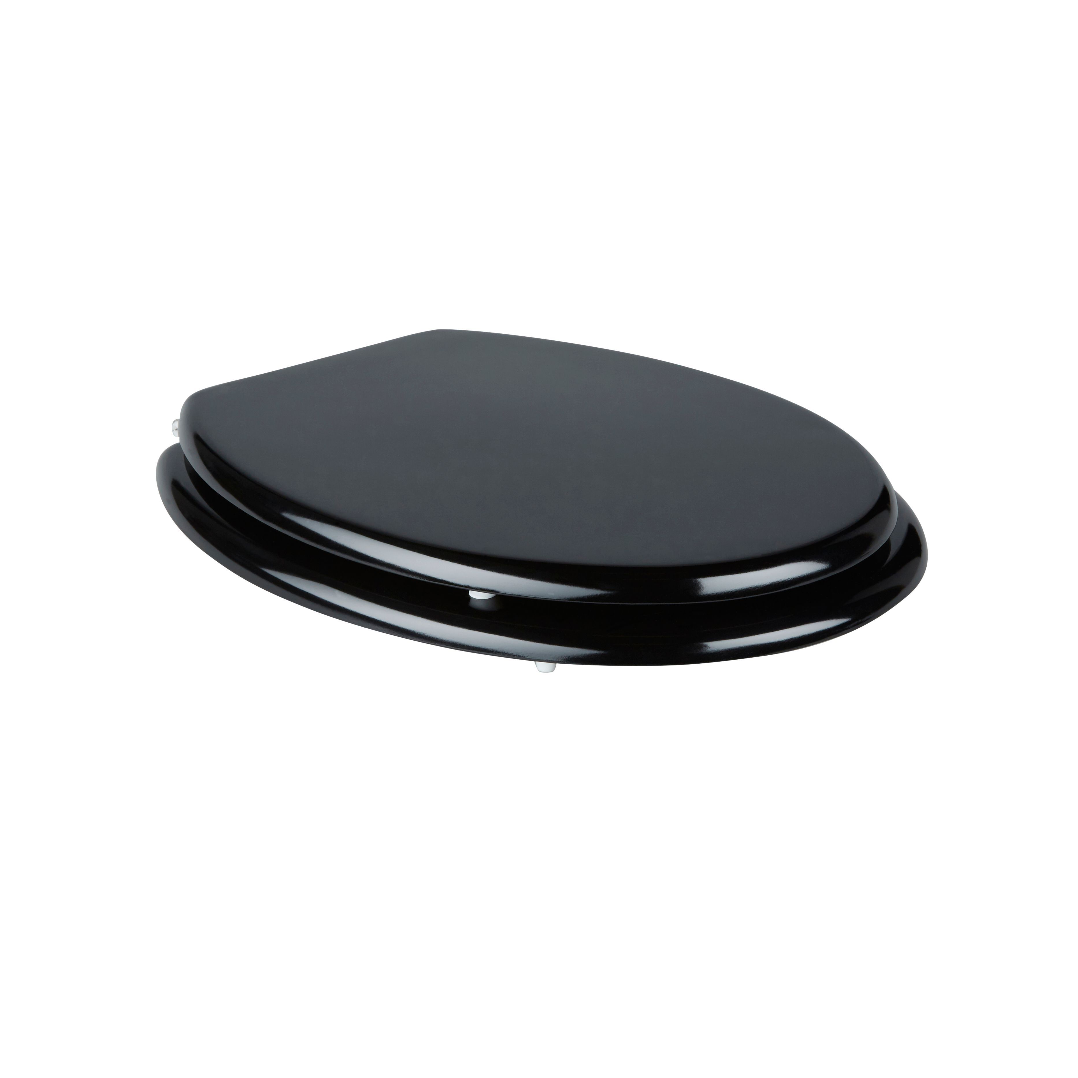 GoodHome Palmi Black Round Standard close Toilet seat