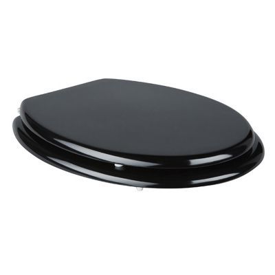 GoodHome Palmi Black Round Standard close Toilet seat